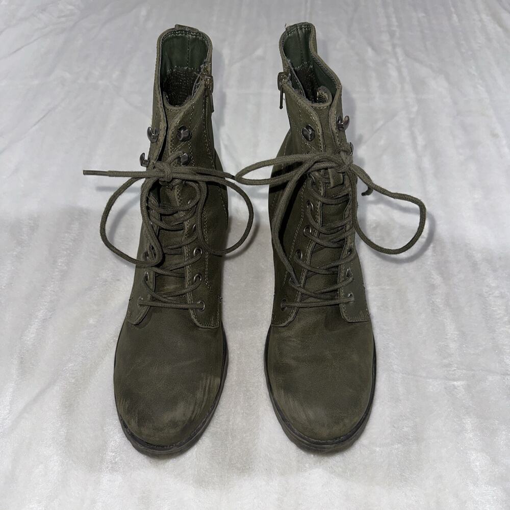 Madden NYC Klarra-P Combat Boots Army Green Ankle Lace Up Women's 8.5